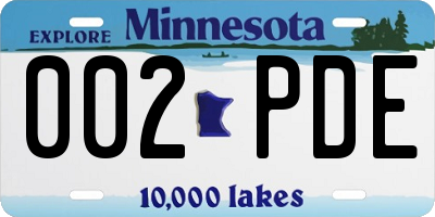MN license plate 002PDE