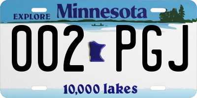 MN license plate 002PGJ