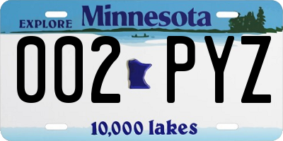 MN license plate 002PYZ
