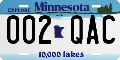 MN license plate 002QAC