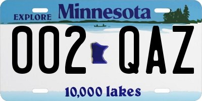 MN license plate 002QAZ