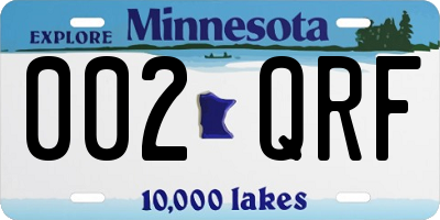 MN license plate 002QRF