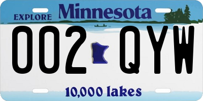 MN license plate 002QYW