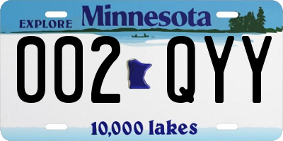 MN license plate 002QYY