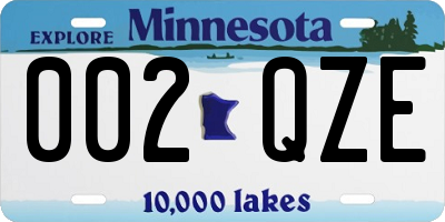 MN license plate 002QZE