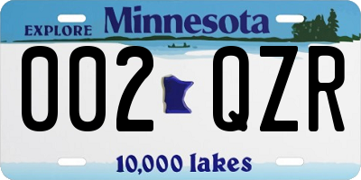 MN license plate 002QZR