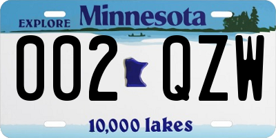 MN license plate 002QZW