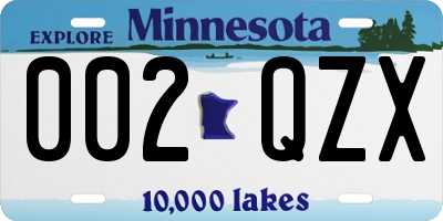 MN license plate 002QZX