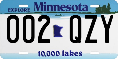 MN license plate 002QZY