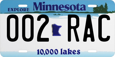 MN license plate 002RAC