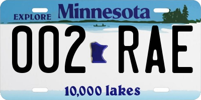MN license plate 002RAE