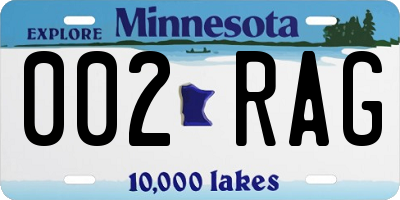 MN license plate 002RAG