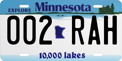 MN license plate 002RAH
