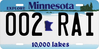 MN license plate 002RAI