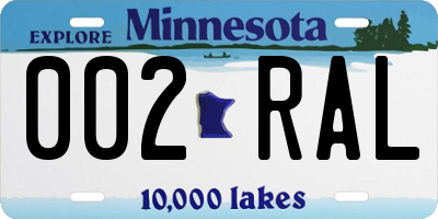MN license plate 002RAL