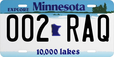 MN license plate 002RAQ