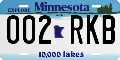 MN license plate 002RKB