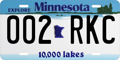 MN license plate 002RKC