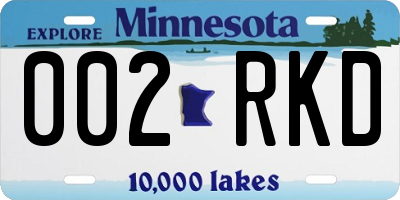 MN license plate 002RKD