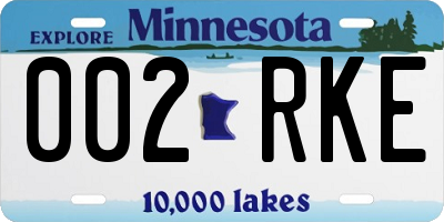 MN license plate 002RKE
