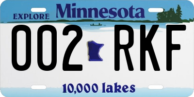 MN license plate 002RKF