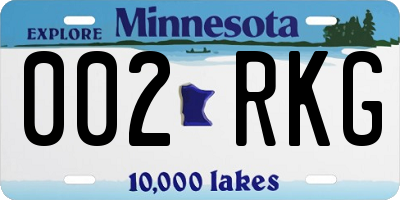 MN license plate 002RKG