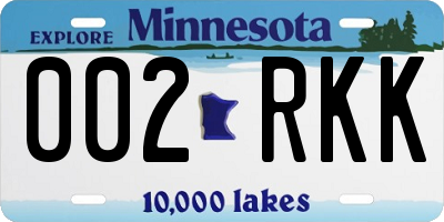 MN license plate 002RKK