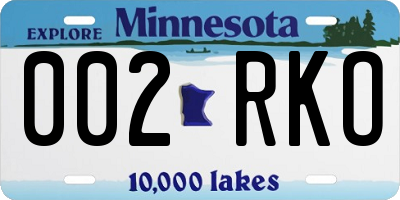 MN license plate 002RKO
