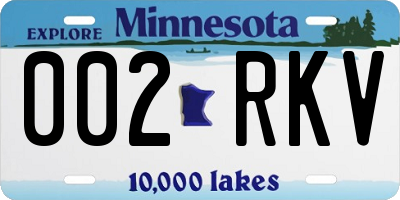 MN license plate 002RKV