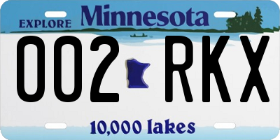 MN license plate 002RKX