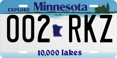 MN license plate 002RKZ