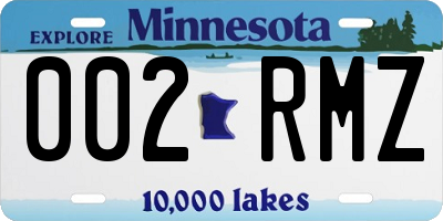 MN license plate 002RMZ