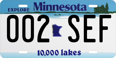 MN license plate 002SEF