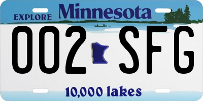 MN license plate 002SFG