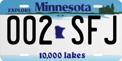 MN license plate 002SFJ