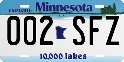 MN license plate 002SFZ