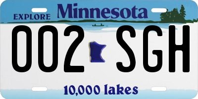 MN license plate 002SGH