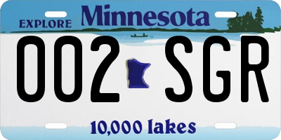 MN license plate 002SGR
