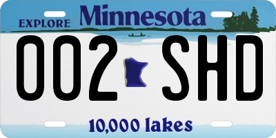 MN license plate 002SHD