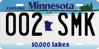 MN license plate 002SMK
