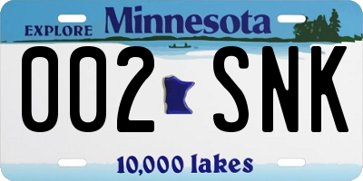MN license plate 002SNK