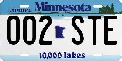 MN license plate 002STE