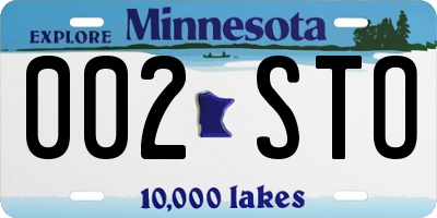MN license plate 002STO