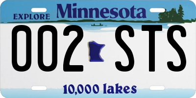 MN license plate 002STS