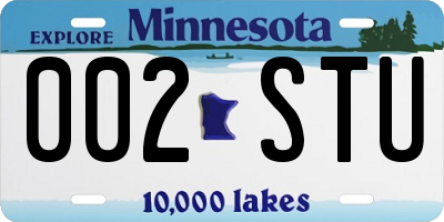 MN license plate 002STU
