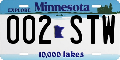 MN license plate 002STW