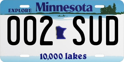 MN license plate 002SUD