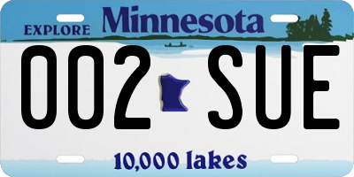 MN license plate 002SUE