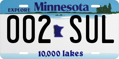 MN license plate 002SUL