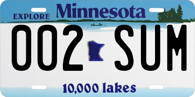 MN license plate 002SUM